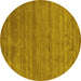 Round Abstract Yellow Contemporary Rug, con55yw