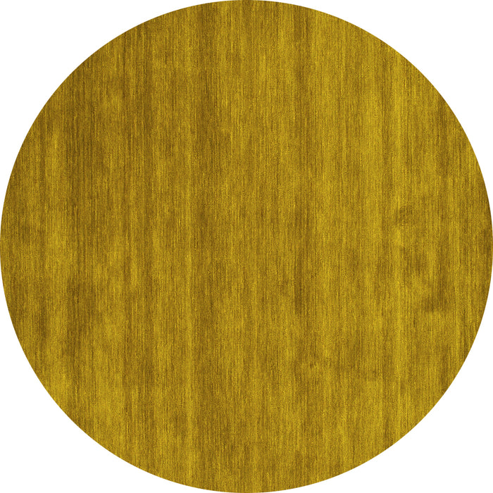 Round Machine Washable Abstract Yellow Contemporary Rug, wshcon55yw
