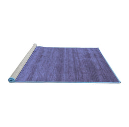 Sideview of Machine Washable Abstract Blue Contemporary Rug, wshcon55blu
