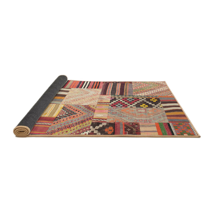 Thickness of Contemporary Chestnut Red Patchwork Rug, con560