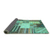 Sideview of Patchwork Turquoise Transitional Rug, con560turq