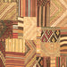 Square Patchwork Brown Transitional Rug, con560brn