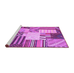 Sideview of Machine Washable Patchwork Purple Transitional Area Rugs, wshcon560pur