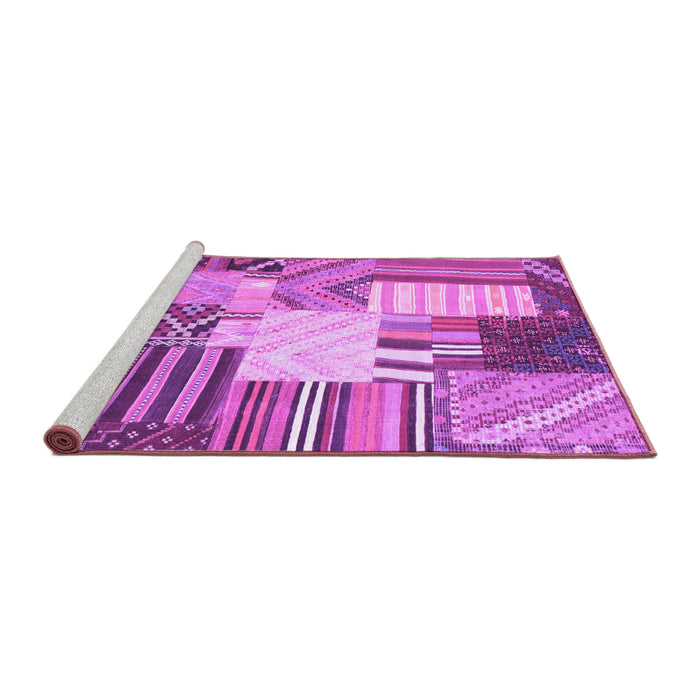 Sideview of Machine Washable Patchwork Purple Transitional Area Rugs, wshcon560pur
