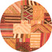 Square Patchwork Orange Transitional Rug, con560org