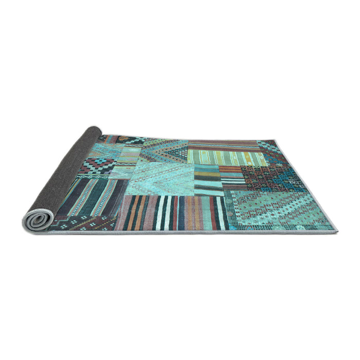 Sideview of Patchwork Light Blue Transitional Rug, con560lblu