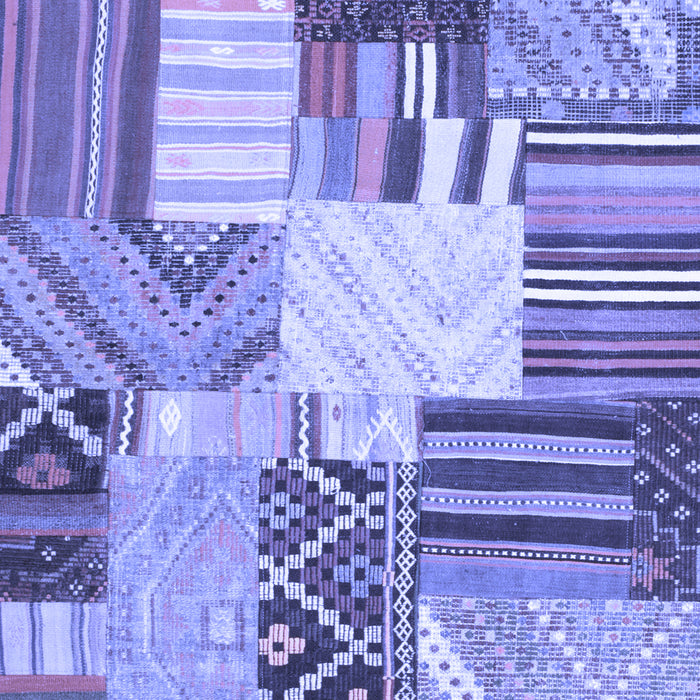 Machine Washable Patchwork Blue Transitional Rug, wshcon560blu
