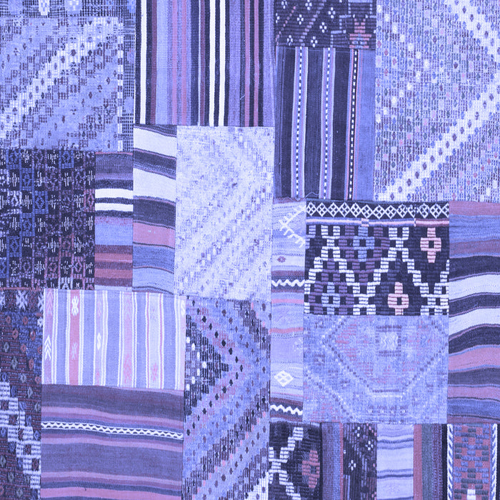 Square Patchwork Blue Transitional Rug, con560blu