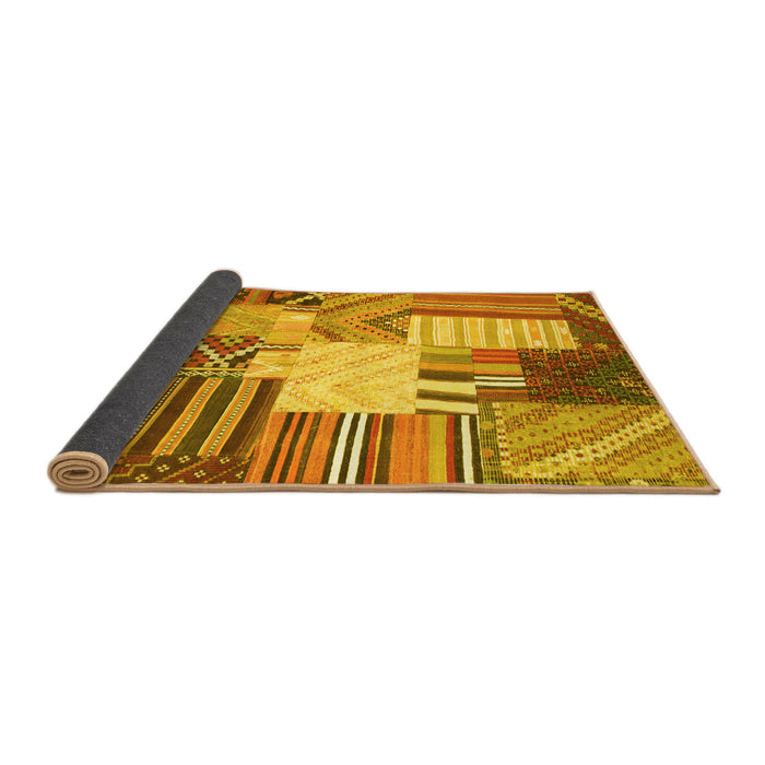 Sideview of Patchwork Yellow Transitional Rug, con560yw