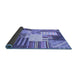 Sideview of Patchwork Blue Transitional Rug, con560blu