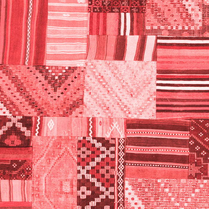 Machine Washable Patchwork Red Transitional Rug, wshcon560red