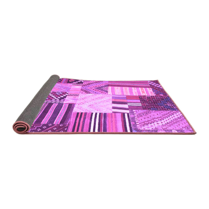 Sideview of Patchwork Purple Transitional Rug, con560pur
