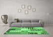 Machine Washable Patchwork Emerald Green Transitional Area Rugs in a Living Room,, wshcon560emgrn