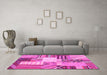 Machine Washable Patchwork Pink Transitional Rug in a Living Room, wshcon560pnk
