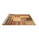 Sideview of Machine Washable Patchwork Brown Transitional Rug, wshcon560brn