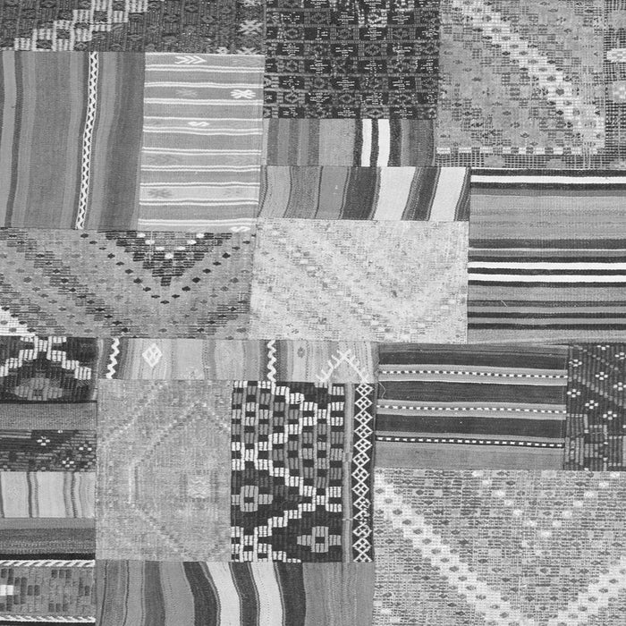 Round Machine Washable Patchwork Gray Transitional Rug, wshcon560gry