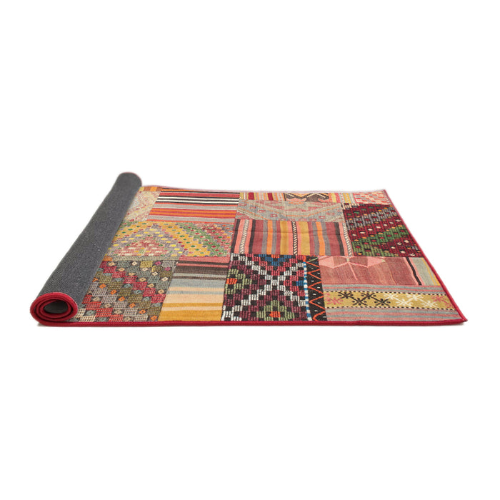 Thickness of Contemporary Sandy Brown Patchwork Rug, con561