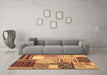 Machine Washable Patchwork Brown Transitional Rug in a Living Room,, wshcon561brn