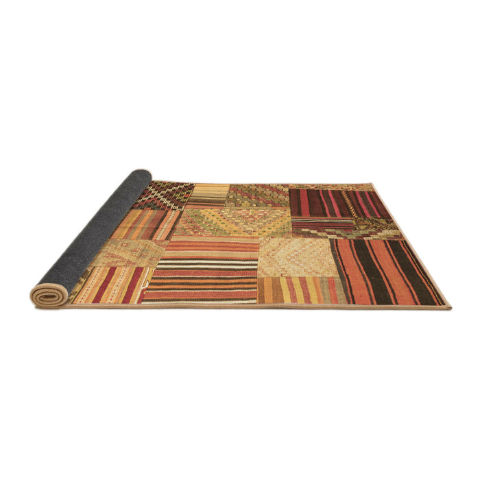 Sideview of Patchwork Brown Transitional Rug, con561brn