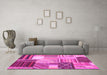 Machine Washable Patchwork Pink Transitional Rug in a Living Room, wshcon561pnk