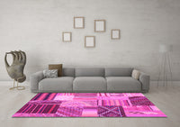 Machine Washable Patchwork Pink Transitional Rug, wshcon561pnk