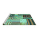 Sideview of Machine Washable Patchwork Turquoise Transitional Area Rugs, wshcon561turq