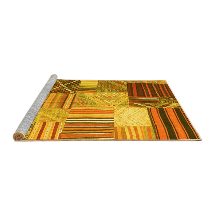 Sideview of Machine Washable Patchwork Yellow Transitional Rug, wshcon561yw