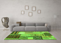 Machine Washable Patchwork Green Transitional Rug, wshcon561grn
