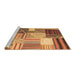 Sideview of Machine Washable Patchwork Brown Transitional Rug, wshcon561brn