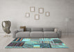 Machine Washable Patchwork Light Blue Transitional Rug in a Living Room, wshcon561lblu