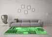 Machine Washable Patchwork Emerald Green Transitional Area Rugs in a Living Room,, wshcon561emgrn