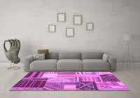 Machine Washable Patchwork Purple Transitional Rug, wshcon561pur