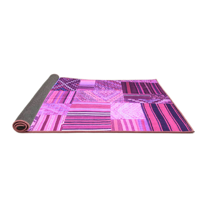 Sideview of Patchwork Purple Transitional Rug, con561pur