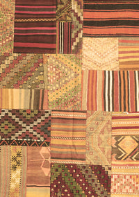 Patchwork Brown Transitional Rug, con561brn