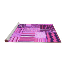 Sideview of Machine Washable Patchwork Purple Transitional Area Rugs, wshcon561pur