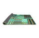 Sideview of Patchwork Turquoise Transitional Rug, con561turq