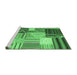 Sideview of Machine Washable Patchwork Emerald Green Transitional Area Rugs, wshcon561emgrn