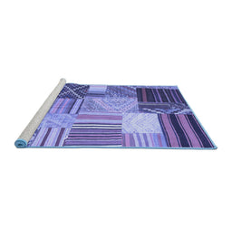 Sideview of Machine Washable Patchwork Blue Transitional Rug, wshcon561blu