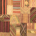 Square Patchwork Brown Transitional Rug, con561brn