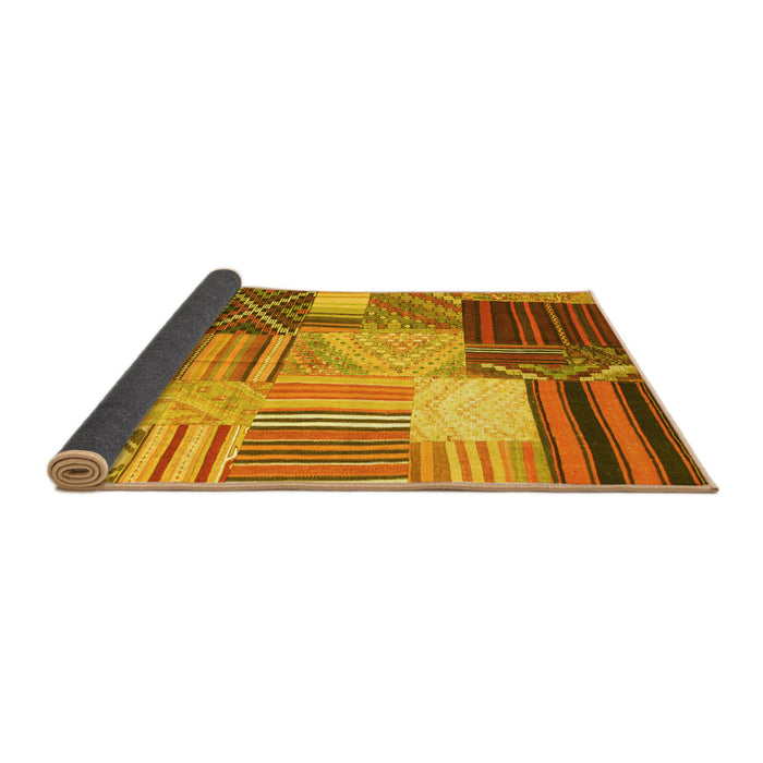 Sideview of Patchwork Yellow Transitional Rug, con561yw