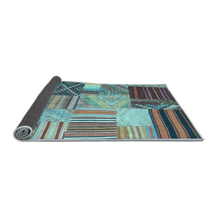 Sideview of Patchwork Light Blue Transitional Rug, con561lblu