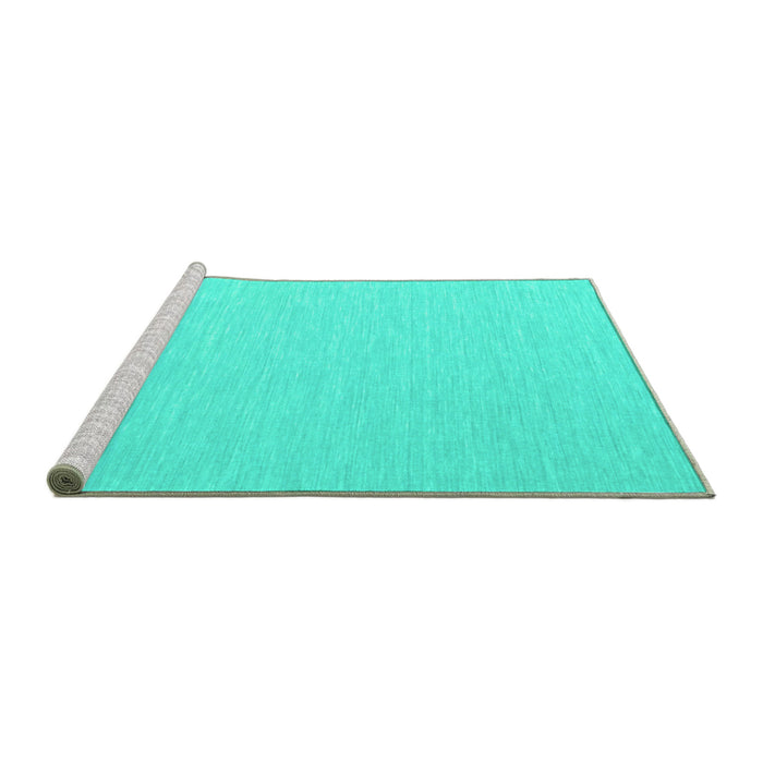 Sideview of Machine Washable Abstract Turquoise Contemporary Area Rugs, wshcon562turq