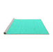 Sideview of Machine Washable Abstract Turquoise Contemporary Area Rugs, wshcon562turq