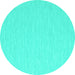 Round Abstract Turquoise Contemporary Rug, con562turq