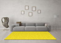 Machine Washable Abstract Yellow Contemporary Rug, wshcon562yw