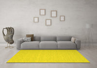 Machine Washable Abstract Yellow Contemporary Rug, wshcon563yw