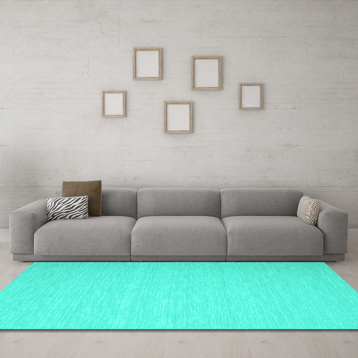 Machine Washable Abstract Turquoise Contemporary Area Rugs in a Living Room,, wshcon563turq