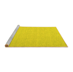 Sideview of Machine Washable Abstract Yellow Contemporary Rug, wshcon563yw