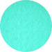 Round Abstract Turquoise Contemporary Rug, con563turq