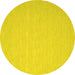 Round Machine Washable Abstract Yellow Contemporary Rug, wshcon563yw